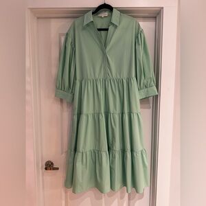 English Factory Puff Sleeve V-Neck Midi Dress